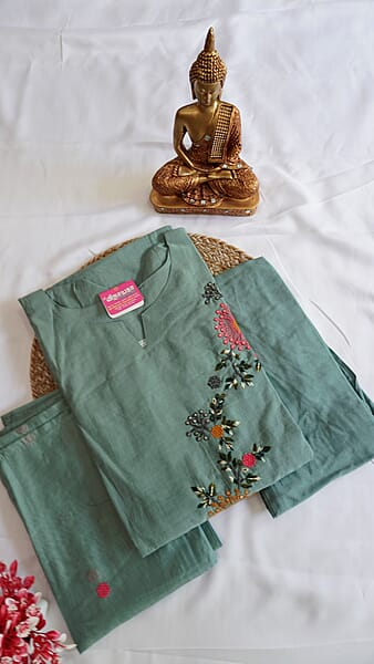 Chanderi Fancy 3-Piece Cotton Set – Dusty Collection