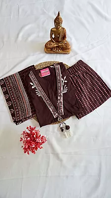 Cotton Regular 3-Piece Set – Purple & Coffee