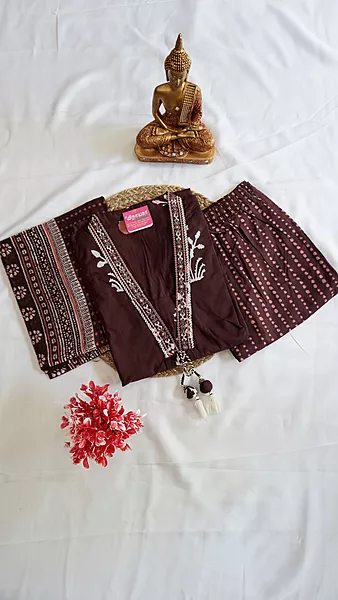 Cotton Regular 3-Piece Set – Purple & Coffee