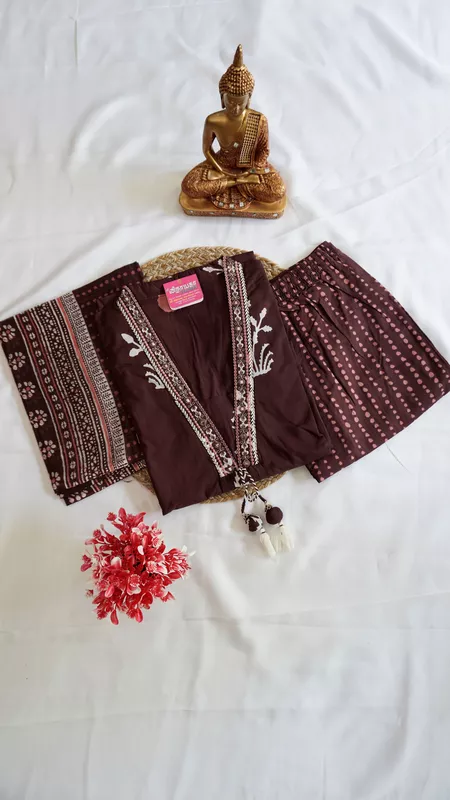 Cotton Regular 3-Piece Set – Purple & Coffee