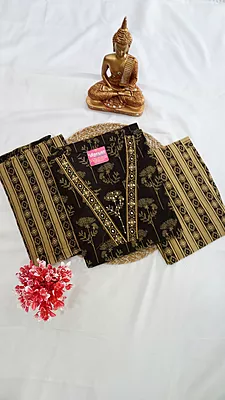 Cotton Fancy 3-Piece Set – Dark Chocolate & Maroon