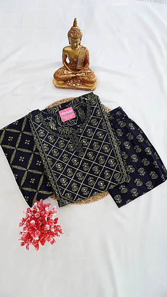 Cotton Regular 3-Piece Set – Navy Blue – Design 01