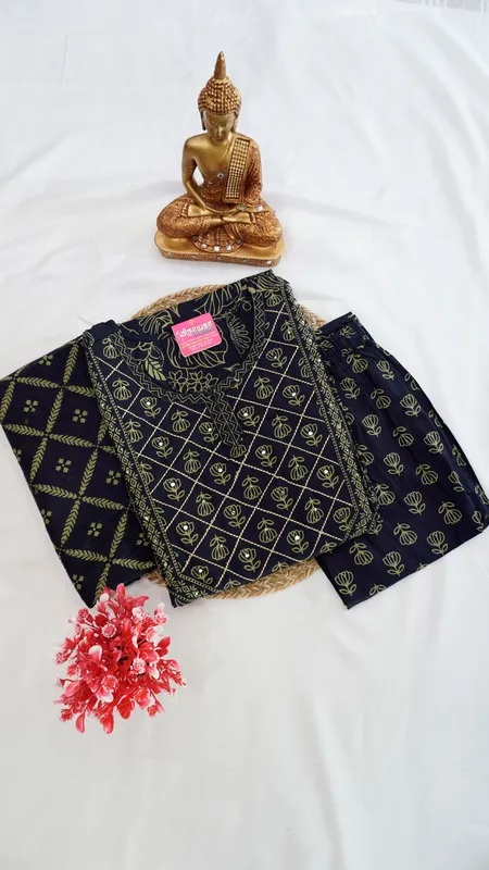 Cotton Regular 3-Piece Set – Navy Blue – Design 01