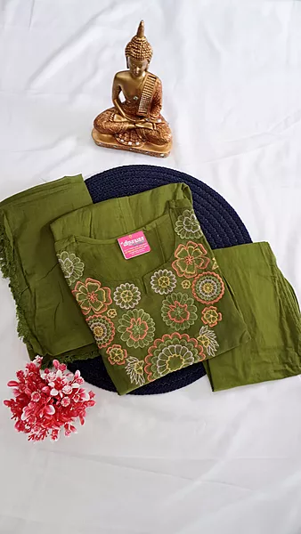 Cotton Fancy 3-Piece Set – Olive Green