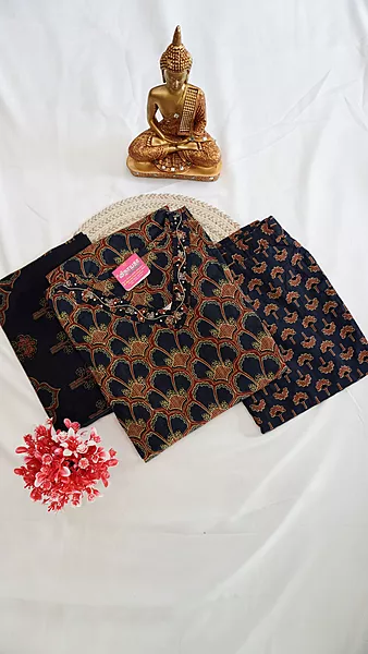 Cotton Regular 3-Piece Set – Navy Blue – Design 02