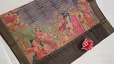 Semi Tussar Fancy Saree – Village Art Design Collection