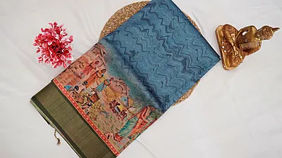Semi Tussar Fancy Saree – Village Art Design Collection