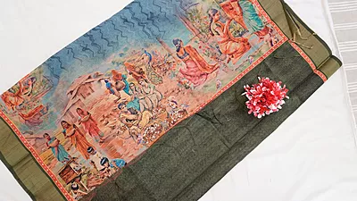 Semi Tussar Fancy Saree – Village Art Design Collection