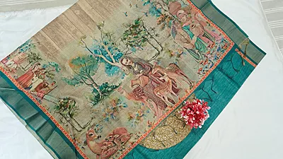Semi Tussar Fancy Saree – Village Art Design Collection