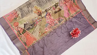 Semi Tussar Fancy Saree – Village Art Design Collection