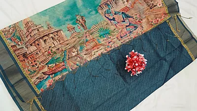 Semi Tussar Fancy Saree – Village Art Design Collection