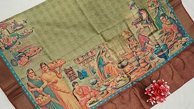 Semi Tussar Fancy Saree – Village Art Design Collection