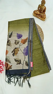 Semi Tussar Fancy Saree – Beige Contrast Collection