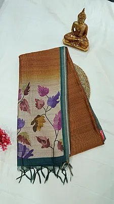 Semi Tussar Fancy Saree – Beige Contrast Collection