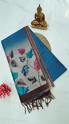 Semi Tussar Fancy Saree – Beige Contrast Collection