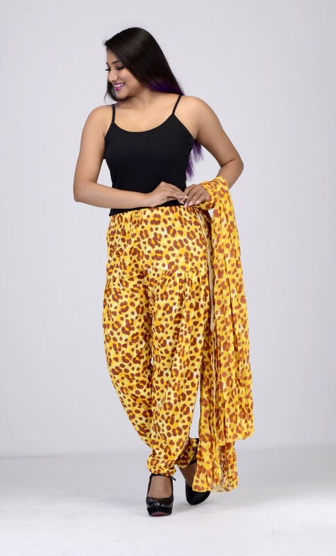 Women Printed Patiyala with Matching Stole 1453-A