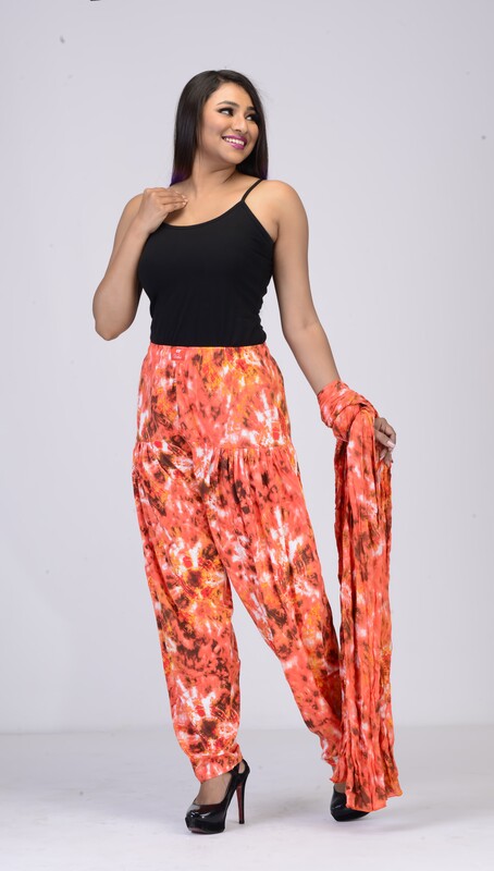 Women Printed Patiyala with Matching Stole 1455-A