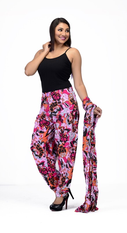 Women Printed Patiyala with Matching Stole 1451-B