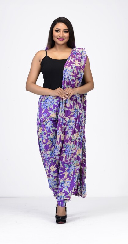 Women Printed Patiyala with Matching Stole 1458-A