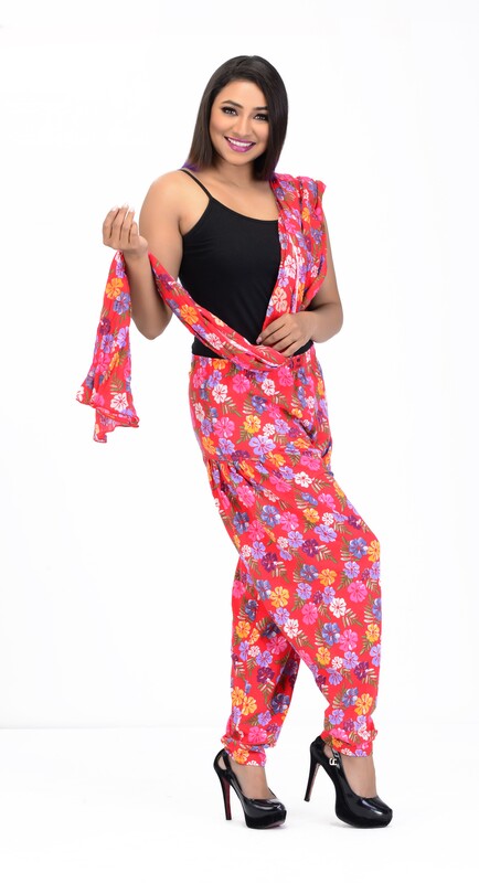 Women Printed Patiyala with Matching Stole 1457-A