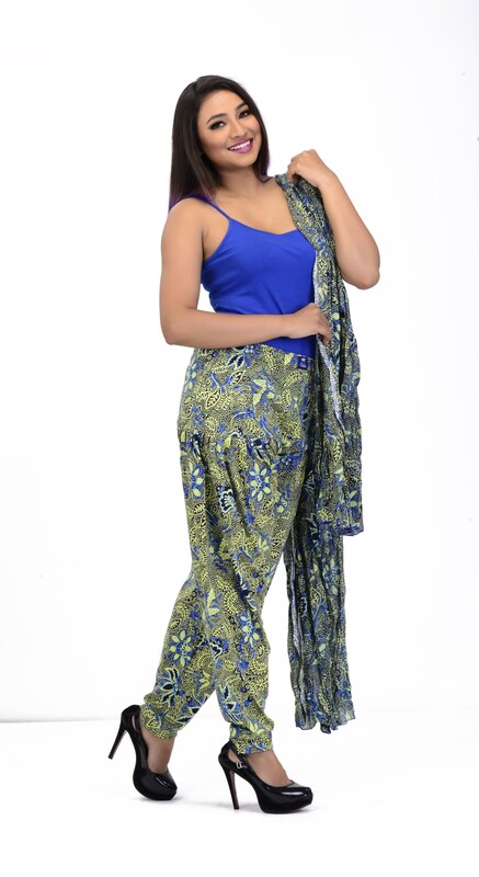 Women Printed Patiyala with Matching Stole 1454-A