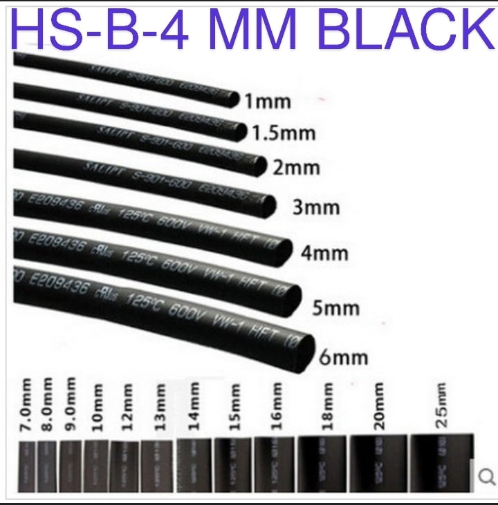 (HS12) HS-B-4 MM  BLACK 5 METER