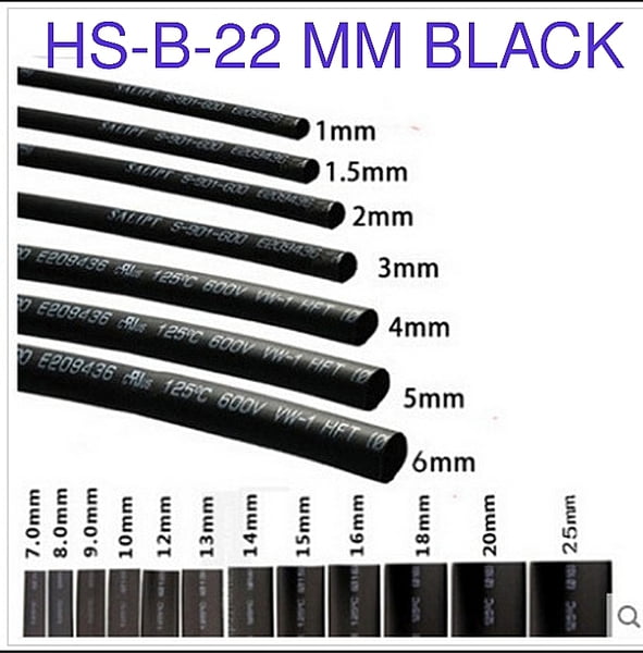 (HS3) HS-B-22 MM  BLACK 1 METER