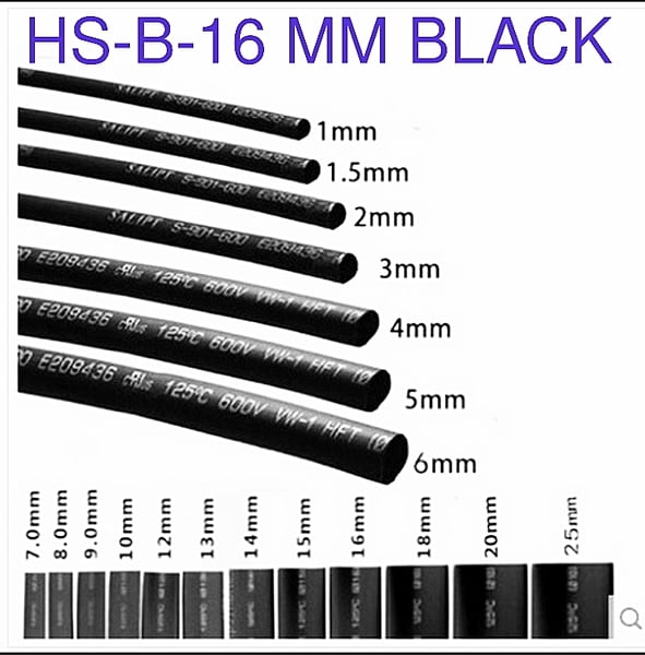 (HS4) HS-B-16 MM  BLACK 2 METER