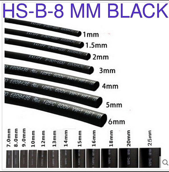 (HS7) HS-B-8MM  BLACK 3 METER