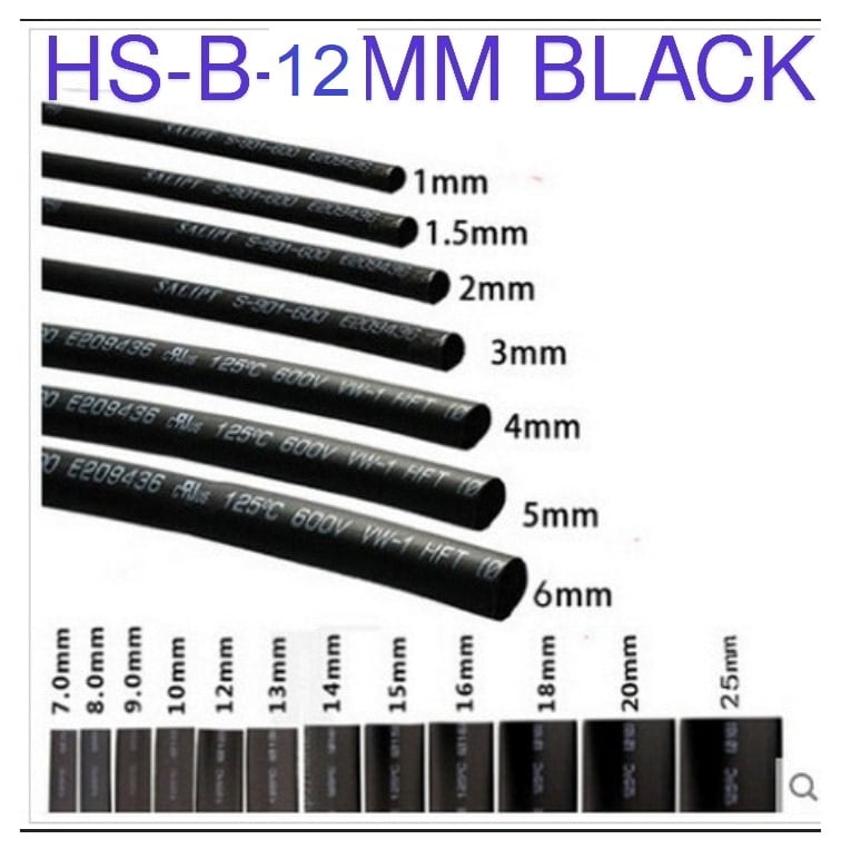 (HS8) HS-B-12MM  BLACK 10 METER