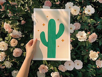 Cactus Poster I Desert Art Print for Wall Decor