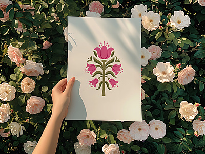 Vibrant Pink & Green Floral Art Poster I Contemporary Flower Print