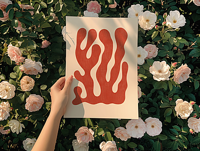 Warm Tone Abstract Coral Art Print Poster I Modern Organic Wall Decor