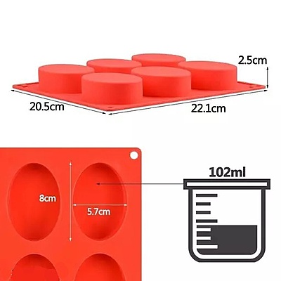 Silicon Mold Oval - 6 Cavity - 80-85g