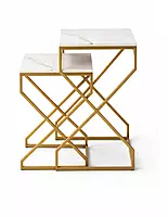 Kraftwark End Table Set Marble Inlay
