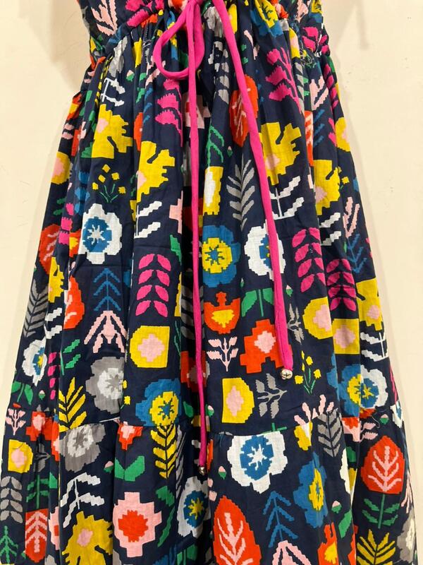 Meghana's Strap & Tie Dress - Blue & Tetris