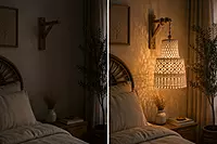 Natural Ivory Macrame Pendant Lamp Shade with Diamond Knotwork & Fringe
