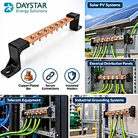 8 Hole Earth Bench / Terminal Strip | Copper-Plated Grounding Bar
