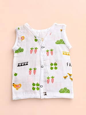 Muslin Cotton Jhabla -0–3M – Without Sleeves - Farm Fresh