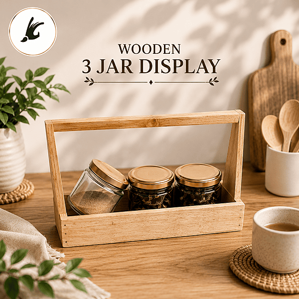 Wooden 3 Jar Display