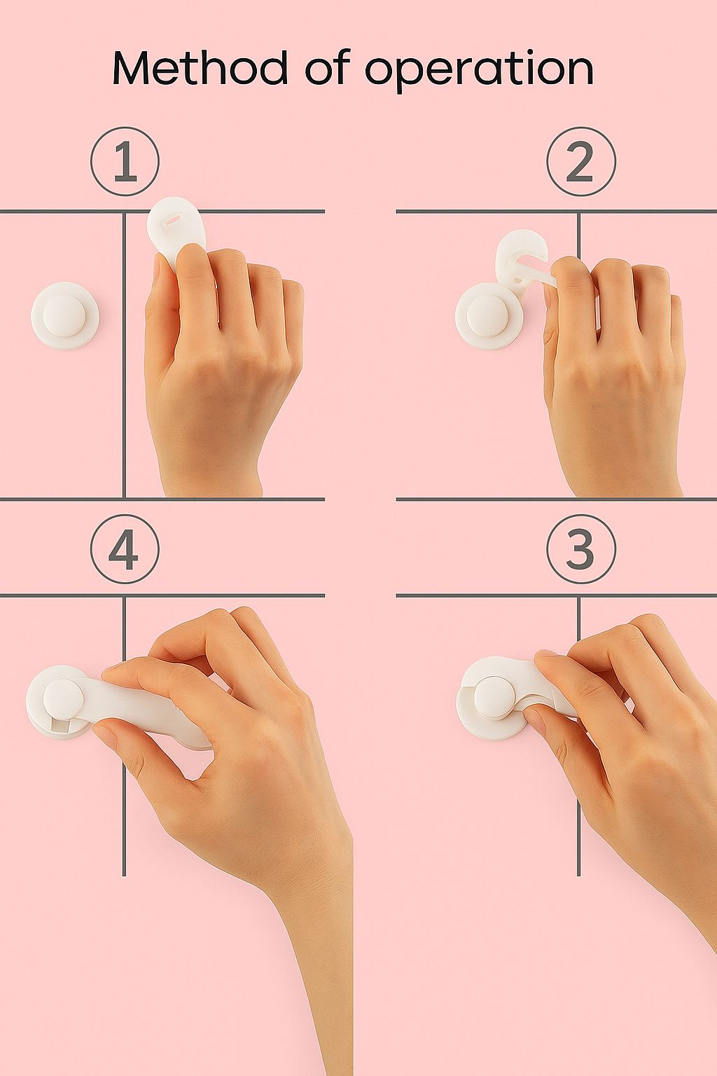 Baby Safety Lock – Dual Adhesive for Doors, Cabinets & Drawers (Pack of 4) Baby Safety Lock – Dual Adhesive for Doors, Cabinets & Drawers (Pack of 4)