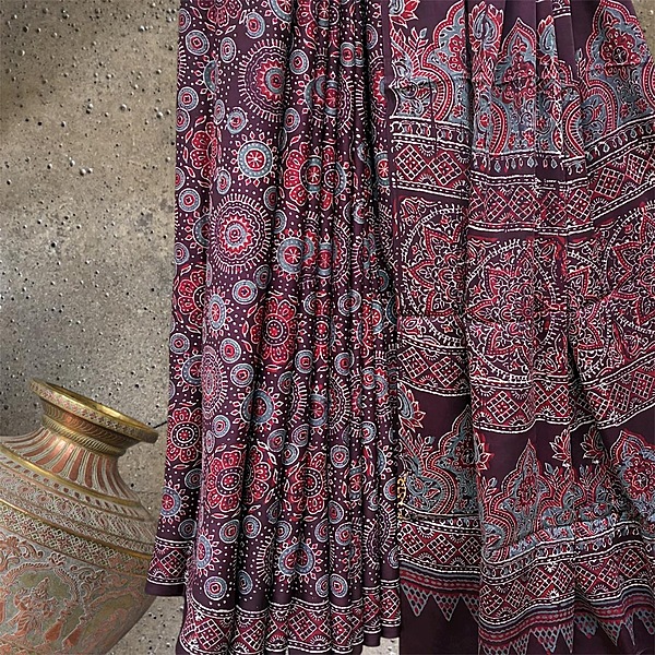 Block Print Modal Silk Saree #7