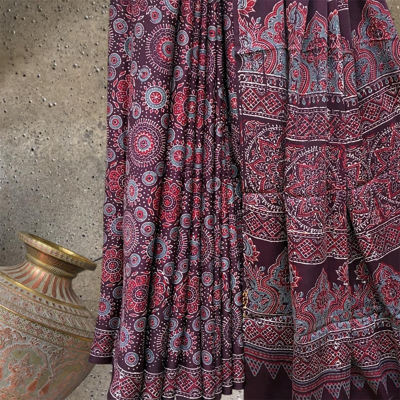 Block Print Modal Silk Saree #7