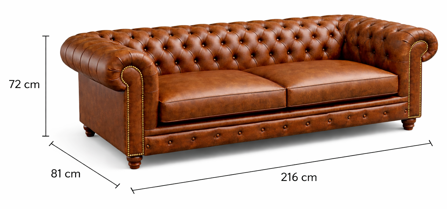 Marvel Chesterfield Premium Leather Three Seater Sofa