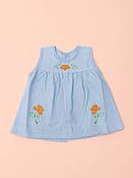 Nirai Cotton Embroidered Baby Frock - (0-6m) Blue Nirai Cotton Embroidered Baby Frock - (0-6m) Blue