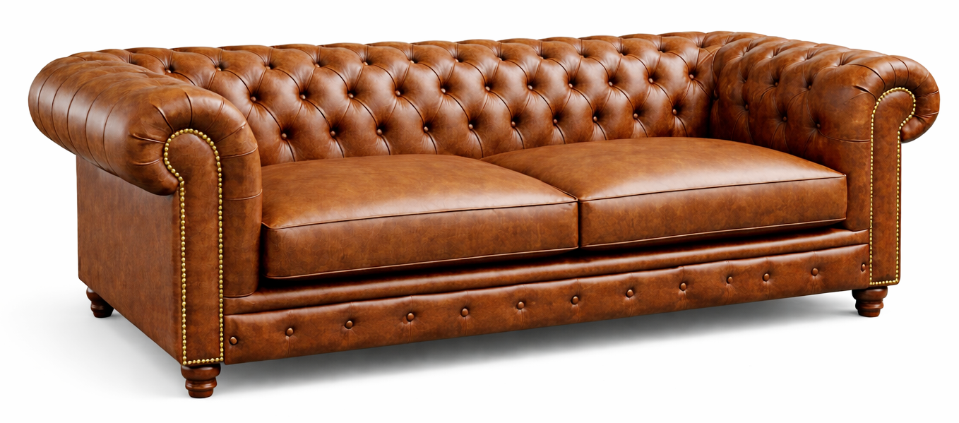 Marvel Chesterfield Premium Leather Three Seater Sofa