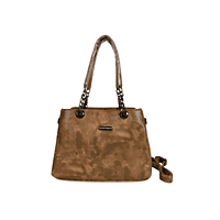 Classic Tan Textured Shoulder Bag with Chain Handles