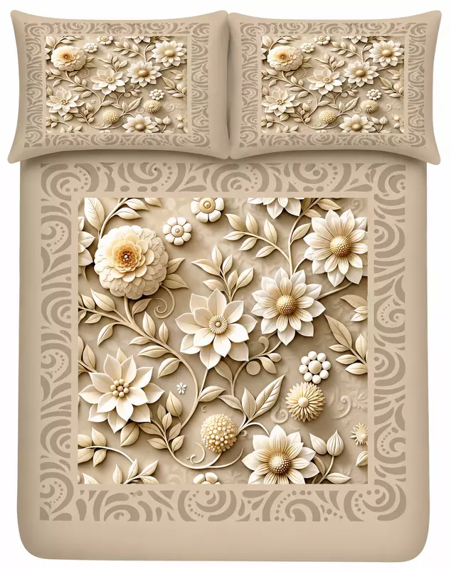 GOLD 7D Digital Print Bedsheet Soft, Stylish & Premium Quality Bed Sheet King-225 x 250 CM)