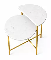 Metallica Sofa End Table in White Marble Top