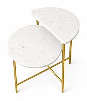 Metallica Sofa End Table in White Marble Top